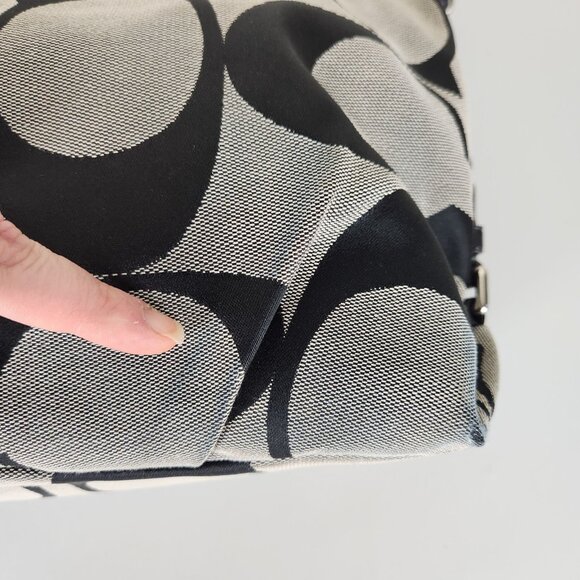 Coach Signature Shoulder Bag Black Gray Brooke Canvas Purse 14473M - Picture 7 of 16